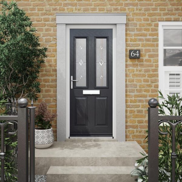 Virtuoso Clifton Anthracite Composite Patterned Glazed External Door