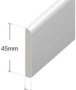 UPVC Plastic Trim 45mm x 2m x 5 Pack - White Architrave Skirting Board/Window Finishing Trim