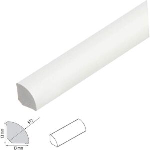 TMW Profiles 13mm uPVC Quadrant Trim - White- Gap-Filling Edge for Windows & Doors – Neat Finish, 1m Long (White)