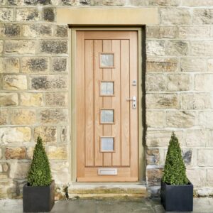Howdens Dordogne Oak Frosted Glazed External Door