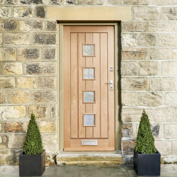 Howdens Dordogne Oak Frosted Glazed External Door