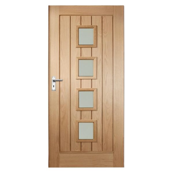 Howdens Dordogne Oak Frosted Glazed External Door - Image 2