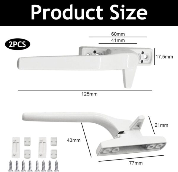 Window Handle, Double Glazing UPVC Window Handles, Window Handle Replacement Kit, Left and Right Hand, Handle Lever for Windows and Sliding Doors - Image 2