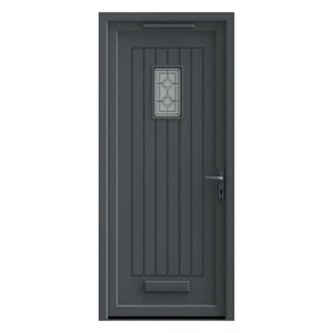 Fortia Curral Frosted Glazed Anthracite LH External Front Door set, (H)2085mm (W)840mm