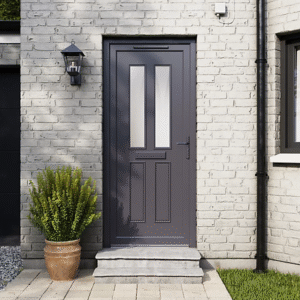Fortia Chesil Frosted Glazed Anthracite LH External Front Door set, (H)2085mm (W)920mm