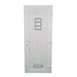 Fortia Curral Frosted Glazed Anthracite LH External Front Door set, (H)2085mm (W)840mm