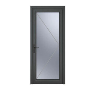 Crystal uPVC Grey Obscure Glazed Full Glass Right Hand Open Single Door